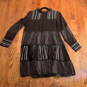 Zara black and white peasant dress